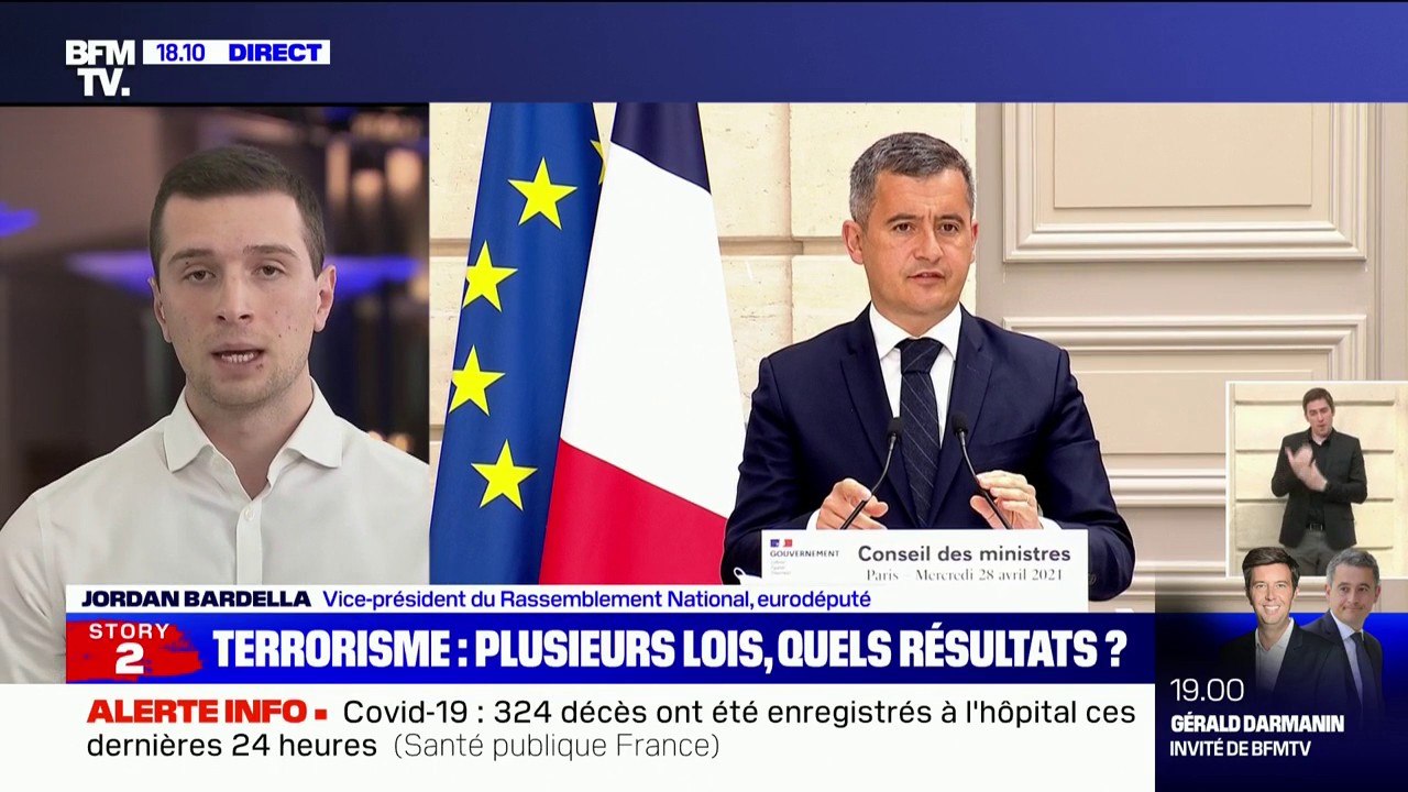 Jordan Bardella (RN) sur la loi antiterroriste: "Il y a des dispositifs dans ce projet qui vont dans le bon sens et les mesures qui vont dans le bon sens, nous les voterons"