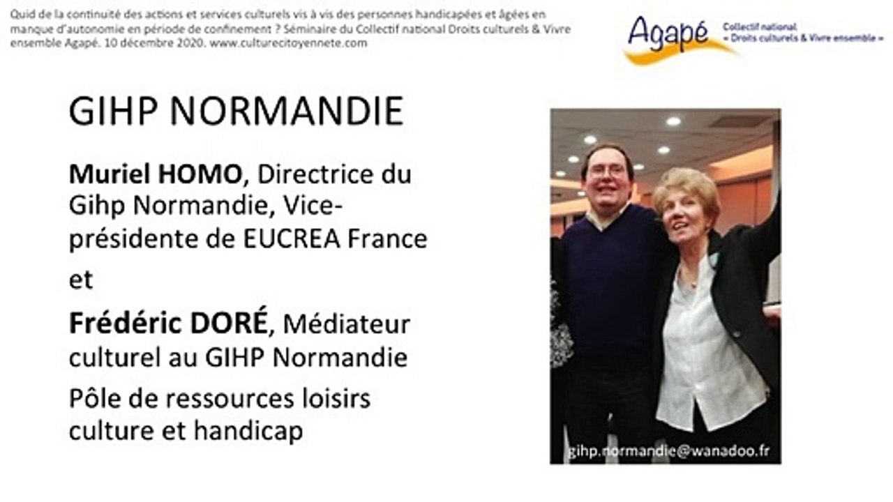 Gihp Normandie, intervention à la rencontre du Collectif Agape, 10/12/2020
