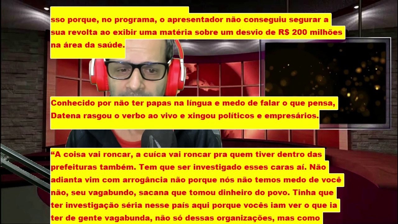Datena quebra pau ao vivo e se descontrola de vez “Safado, vagabundo, canalha, lixo”