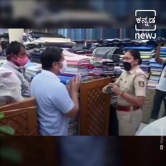 In the middle of the road lady Singham Mallamma Choube does lathi charge