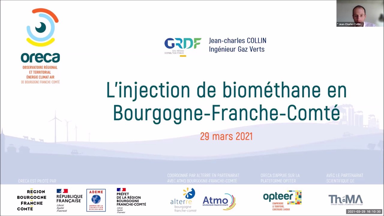 Perspectives pour l’injection de biométhane en Bourgogne-Franche-Comté, Jean-Charles COLLIN, GRDF, 29/03/2021
