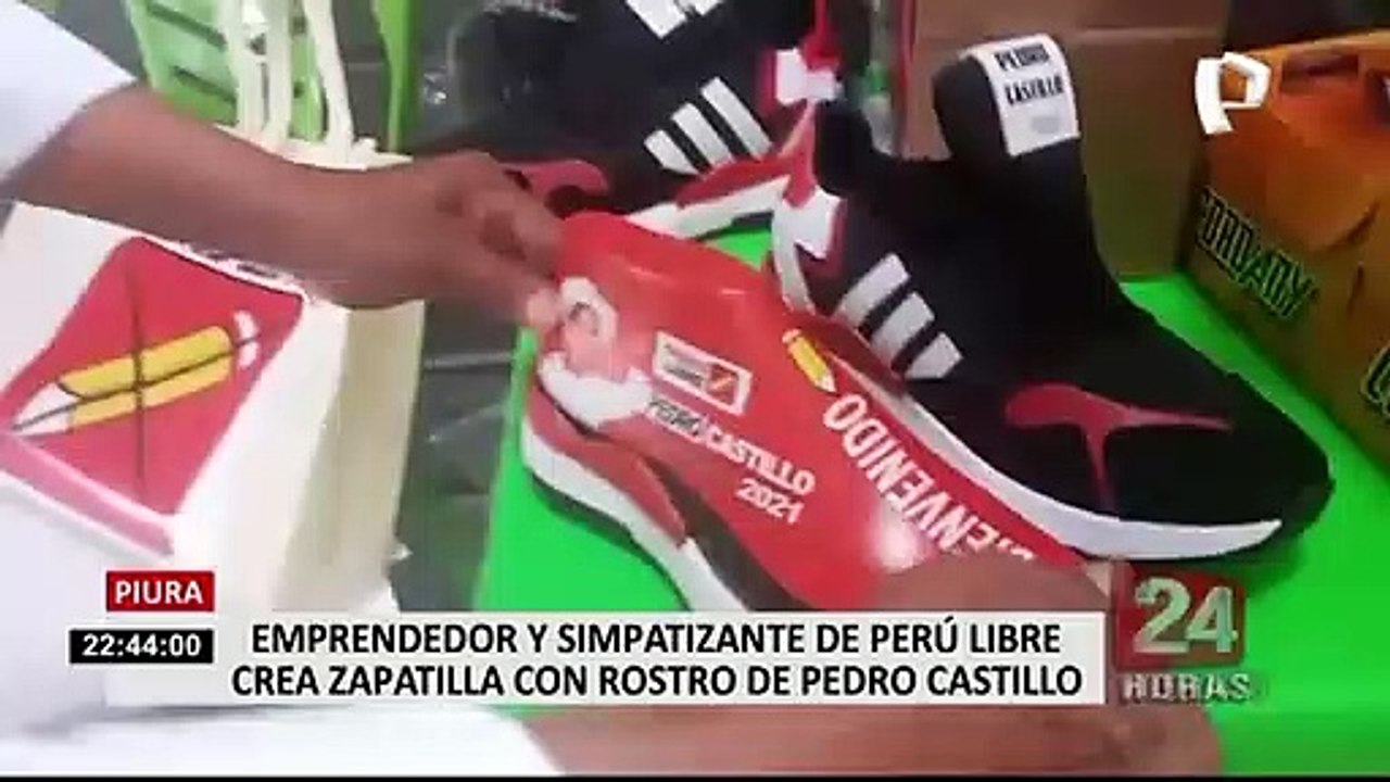 Piura: empresario fabricó zapatillas inspiradas en el candidato de Perú Libre