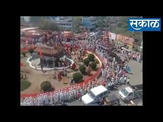 शिवरायांच्या पुतळ्याला वारकरी मंडळाचे रिंगण