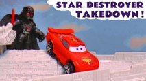 Star Wars Hot Wheels Challenge with Darth Vader versus Disney Cars Lightning McQueen in this Funny Funlings Race Toy Story Video for Kids by Kid Friendly Family Channel Toy Trains 4U