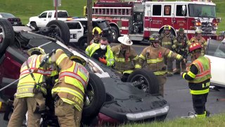 Pre-Arrival Video: Rescue Company Extricates 2 From Over-Turned Car