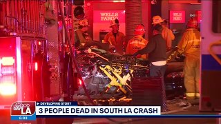 Three Killed In South La Crash After Vehicle Plows Into Parked Cars, Wells Fargo Bank
