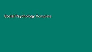 Social Psychology Complete