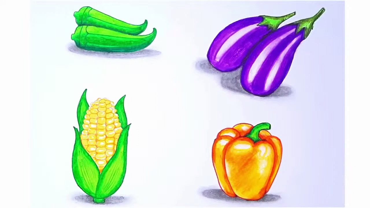 How To Draw Easy Vegetables, Drawing Easy Vegetables@Tiny Prints Art Academy