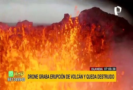 Imágenes espectaculares: Dron graba erupción de volcán en Islandia
