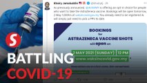 Khairy: Registration for AstraZeneca vaccine volunteers to begin Sunday (May 2)