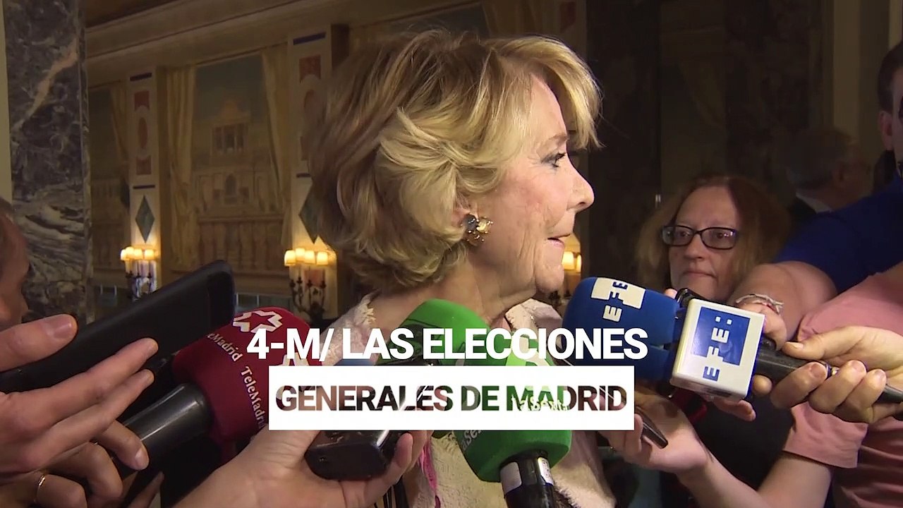 Esperanza Aguirre: "Me gustaría escuchar la condena de los líderes de la izquierda por pegar los escoltas de Iglesias a la Policía en el mitin de Vox"