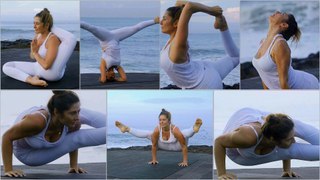 Winsome Yoga Practitioner performing Yoga Asanas in Nature | Licensed Footage