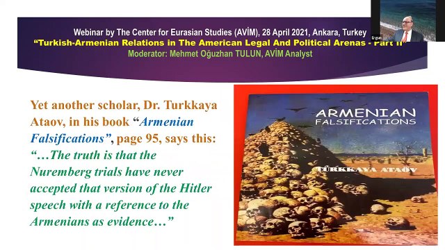 WEBINAR TITLED “TURKISH-ARMENIAN RELATIONS IN THE AMERICAN LEGAL AND POLITICAL ARENAS - PART II” (1/4)
