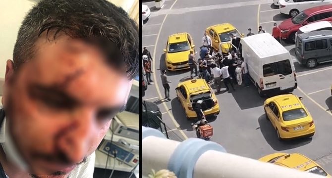 Yol verme kavgasında taksiciyi “Muşta” ile dövdü