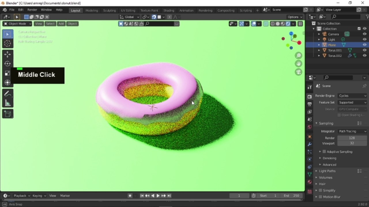 MODÉLISATION DU DONUT DANS BLENDER 3D