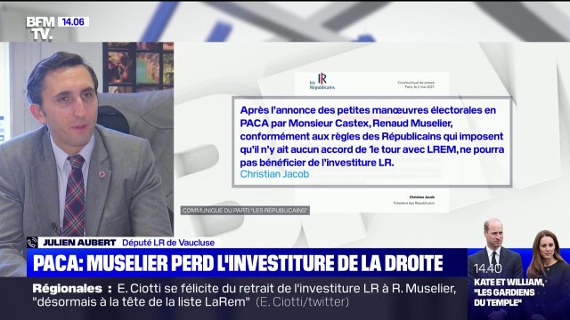 Julien Aubert (LR): si l'alliance entre Renaud Muselier et LaREM se concrétise pour les régionales en PACA, ce sera sans moi