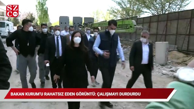 Bakan Kurum’u rahatsız eden görüntü: Çalışmayı durdurdu