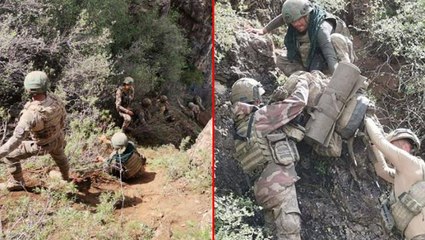 Komandolar, zorlu arazi şartlarında teröristlerin izini sürüyor