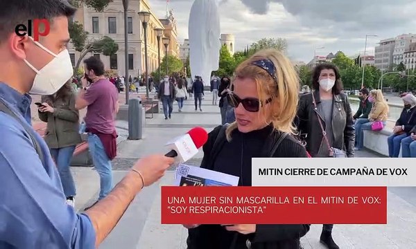Una mujer sin mascarilla en el mitin de Vox: Soy respiracionista