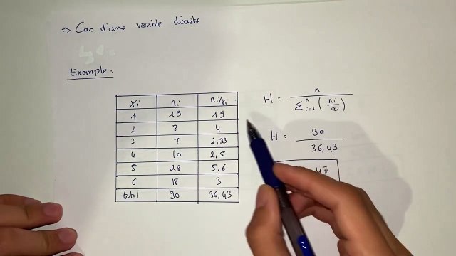 Comment calculer la moyenne harmonique - statistiques S1 - Vidéo Dailymotion