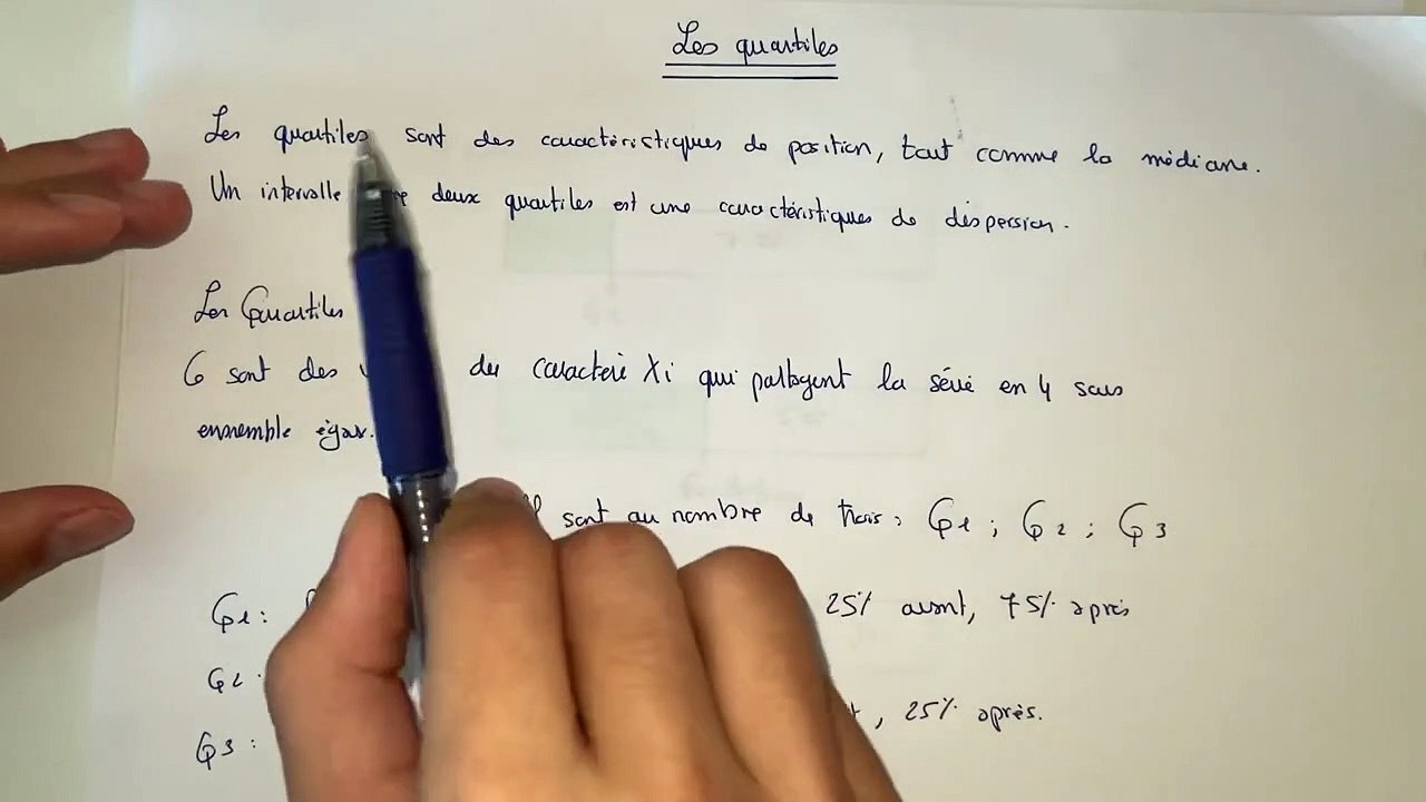 Les quartiles - statistiques S1