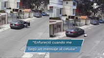 Captan a sujeto que lanza desde auto a su novia en Lomas Verdes