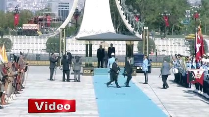 Cumhurbaşkanı Erdoğan, Filistin Devlet Başkanı Abbas’ı resmi törenle karşıladı