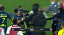 Mass brawl sees four sent off as Lyon edge Monaco in hot-tempered thriller