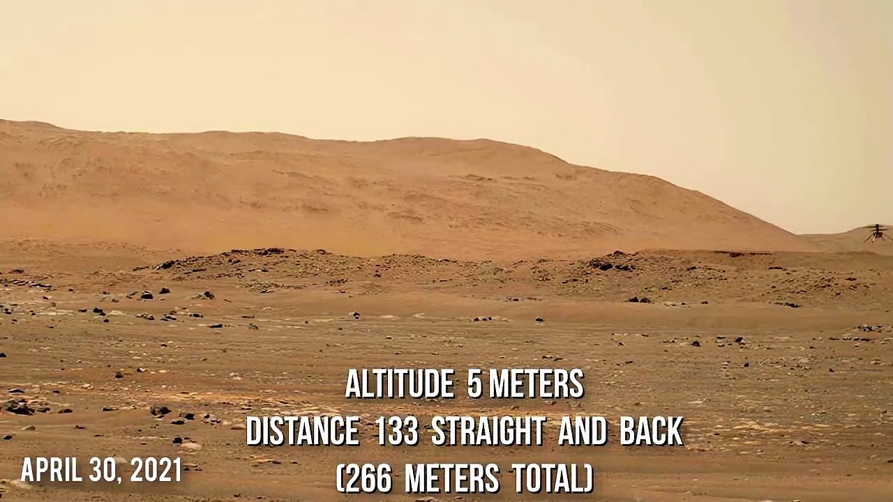 FULL Helicopter Ingenuity’s 4th flight on Mars with dust swirling visible