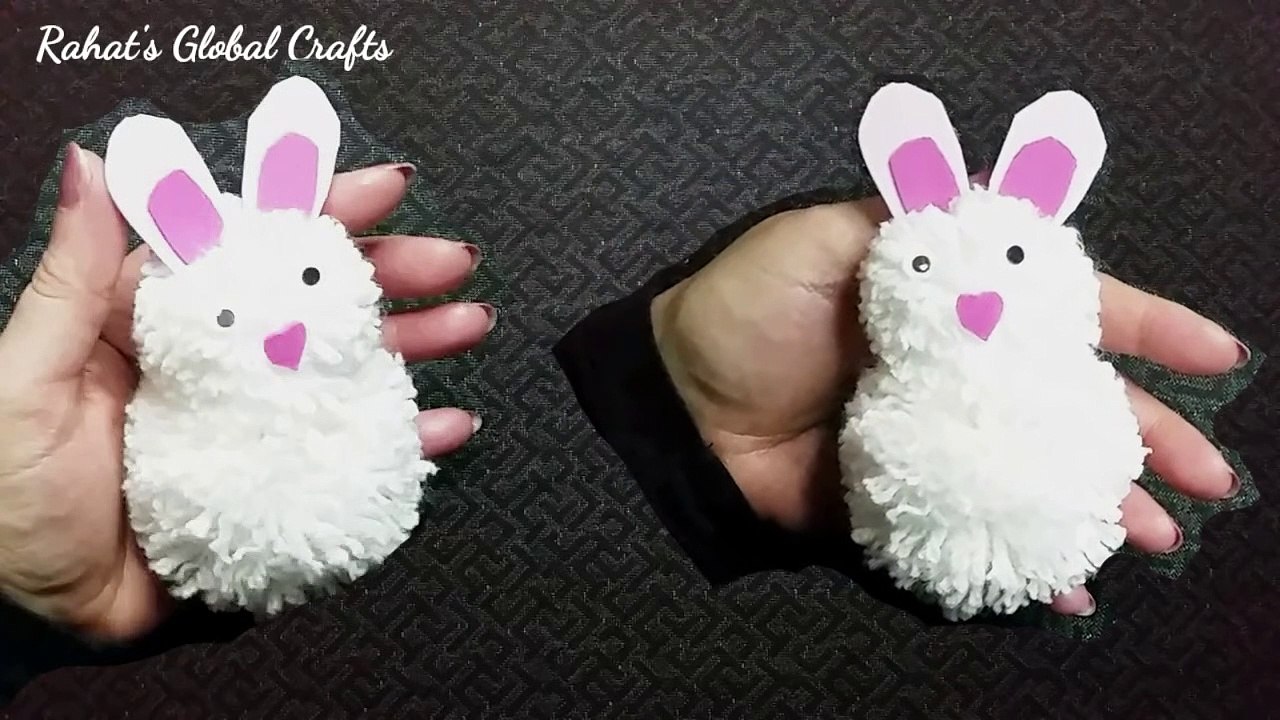 Pom Pom Bunny Making With Fingers | Super Easy Easter Bunny | Easter Crafts Ideas | Pom Pom Rabbit