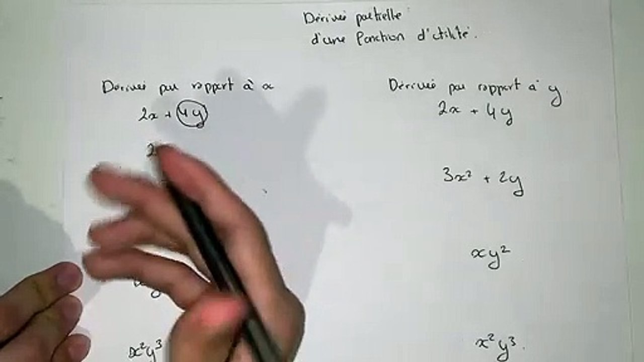 Dérivée partielle d’une fonction d’utilité - microéconomie S1