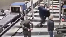Hem suçlu hem güçlü! Maskesiz yolcu güvenlik görevlisine saldırdı