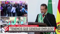 Primer discurso de Camacho como gobernador de Santa Cruz