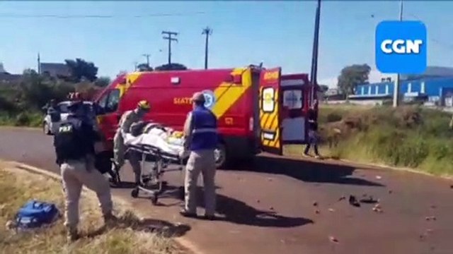 Motociclista fica ferido em colisão entre carro e moto na rodovia BR-467