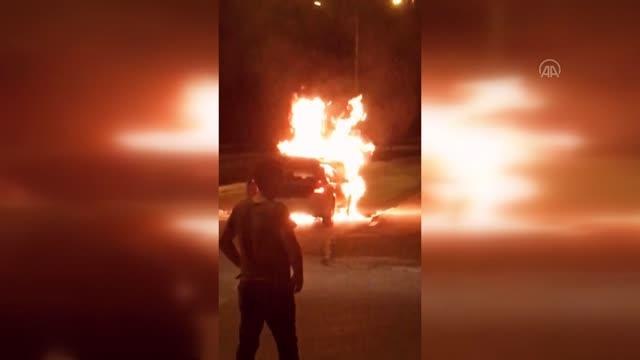 Ataşehir'de seyir halindeyken alev alan otomobil kullanılamaz hale geldi
