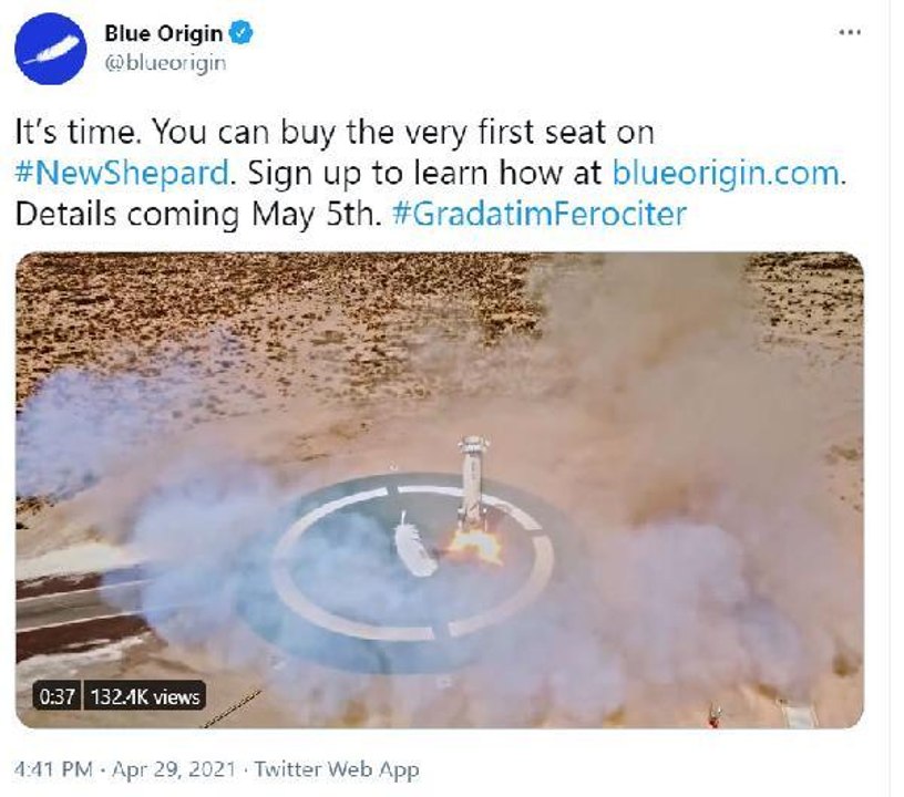 Blue Origin, uzay turizmi roketi için bilet satışına başlayacağını duyurdu