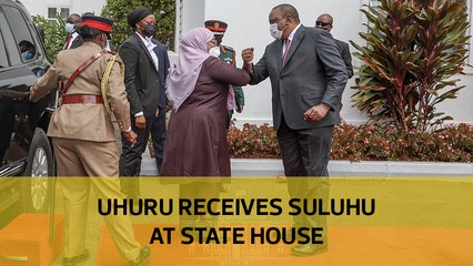 Uhuru receives Suluhu at State House