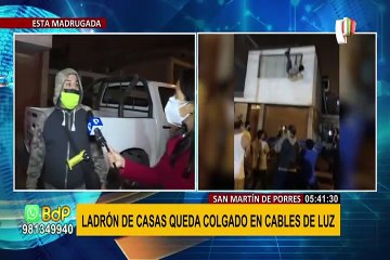 SJM: ladrón de casas se colgó de cables de luz para no ser detenido