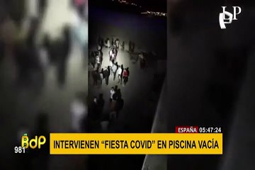 España: jóvenes son sorprendidos en fiesta covid en piscina vacía