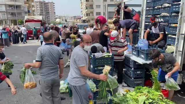 Pazarcı esnafı 20 ton sebzeyi ücretsiz dağıttı
