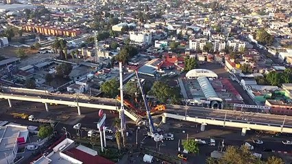 Drone images of collapsed elevated metro line in Mexico City