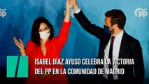 Isabel Díaz Ayuso celebra la victoria del PP en la Comunidad de Madrid