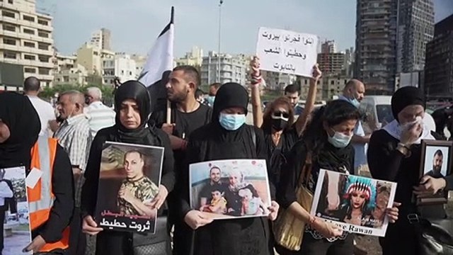 أقارب ضحايا انفجار مرفأ بيروت يحيون ذكرى مرور تسعة أشهر على الكارثة