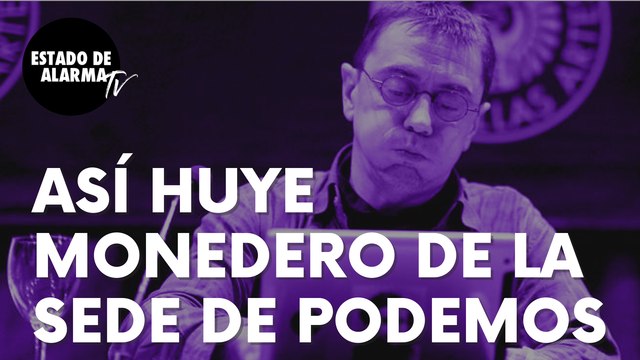 Así sale huyendo Juan Carlos Monedero de la sede de Podemos tras anunciar Iglesias su dimisión