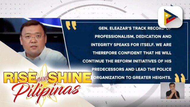 Malakanyang, kinumpirma ang pormal na appointment ni Eleazar bilang susunod na hepe ng PNP