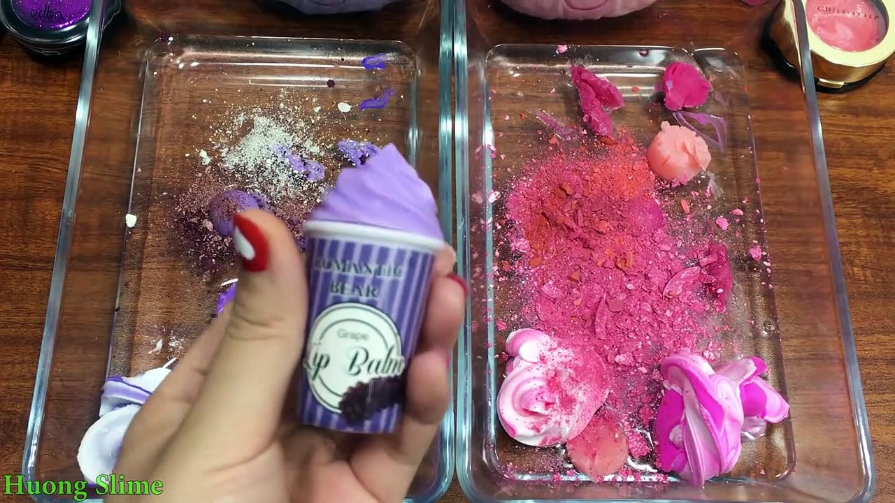 My Little Pony Pink Vs Purple Slime | Mixing Makeup Eyeshadow Into Clear Slime ! Huong Slime