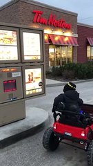 Boy Drives Toy Jeep Through Tim Hortons Drive-Thru