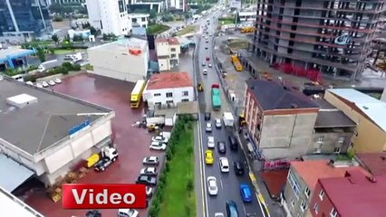 Halkalı'da sel havadan görüntülendi