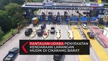 Pantauan Udara Penyekatan Kendaraan Larangan Mudik di Cikarang Barat Hari Pertama