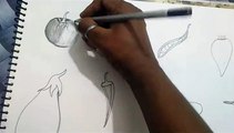 Oval Se Vegetables Sketch Kaise Banayen |How To Draw Vegetables - Drawing And Coloring  Vegetables